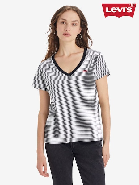 Levi's® Blue Perfect V-Neck 100% Cotton T-Shirt (AT0233) | €29