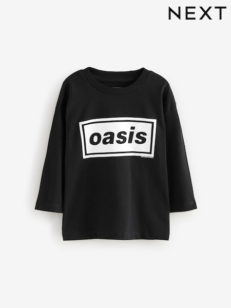 Black 100% Cotton Oasis Long Sleeve T-Shirt (3mths-7yrs) (AT0378) | €5 - €6
