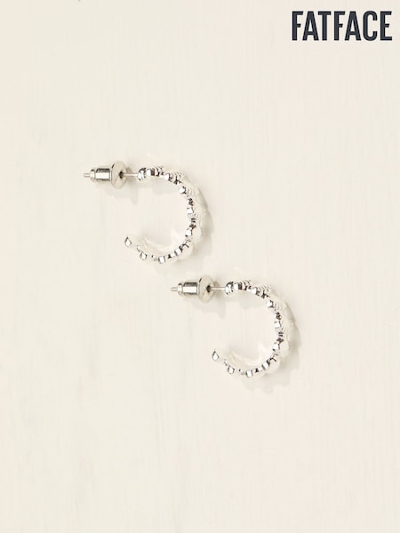 FatFace Silver Tone Shell Chain Hoop Earrings (AT0435) | €13.50