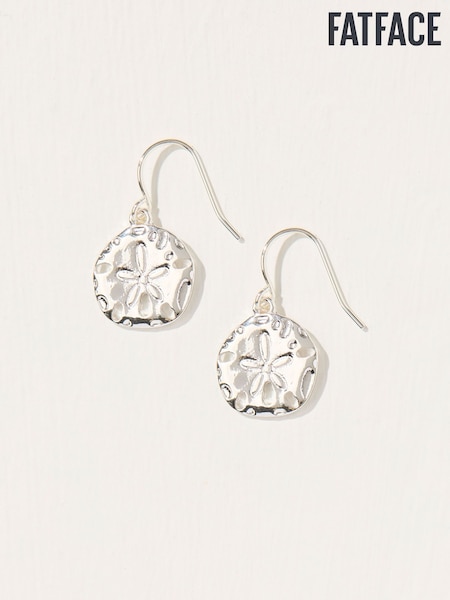 Silver Tone Hammered Circle Drop Earrings (AT0445) | €13.50