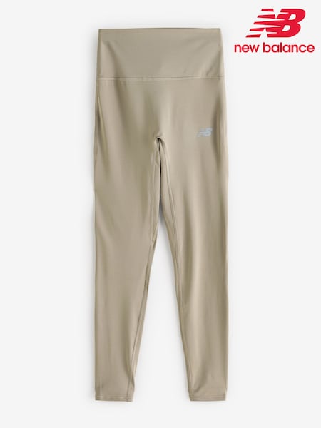 New Balance Khaki Green Womens Linear Heritage Script High Rise Leggings (AT0473) | €60