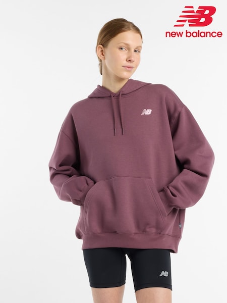 New Balance Plum Purple Womens Linear Hertiage Athletics Club Hoodie (AT0483) | €77