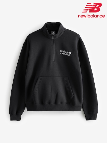 New Balance Black Womens Linear Heritage Grpahic 1/2 Zip Top (AT0484) | €77