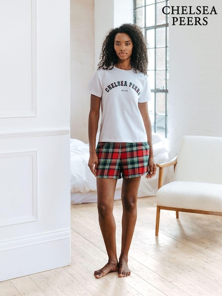 Chelsea Peers Organic Cotton Brushed Check Short Pyjamas Set (AT0608) | ‏104 ر.ق.