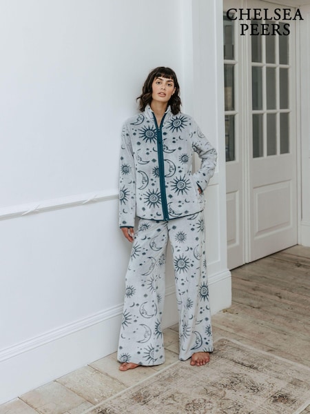 Chelsea Peers Blue Fleece Burnout Celestial Sky Jacket & Joggers Co-ord Set (AT0611) | AED189
