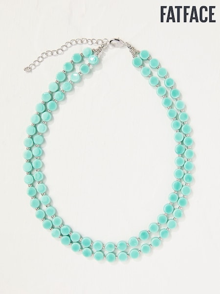 FatFace Turquoise Blue Double Layered Beaded Necklace (AT0629) | ₪93