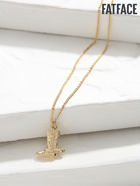 FatFace Gold Tone Cowboy Boot Pendant Necklace (AT0633) | €21.50