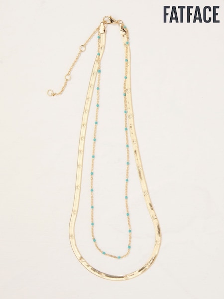 FatFace Gold Tone Double Layered Necklace (AT0635) | €24