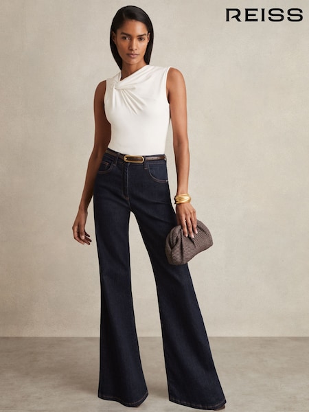 Dunkelblau - Reiss Bonnie Mid Rise Flared Jeans (AT0652) | 203 €