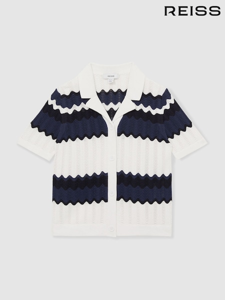 Reiss Alba Zig-Zag Pointelle-Knit Top (AT0653) | ‏360 د.إ.‏