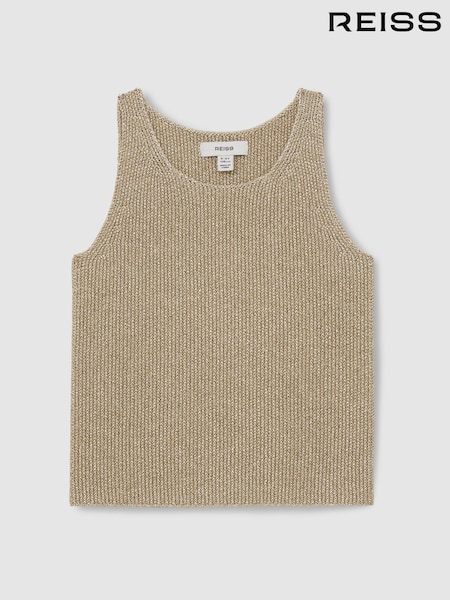 Reiss Gold Mika 13-14 yrs Metallic-Knit Vest Top (AT0659) | 294 QAR