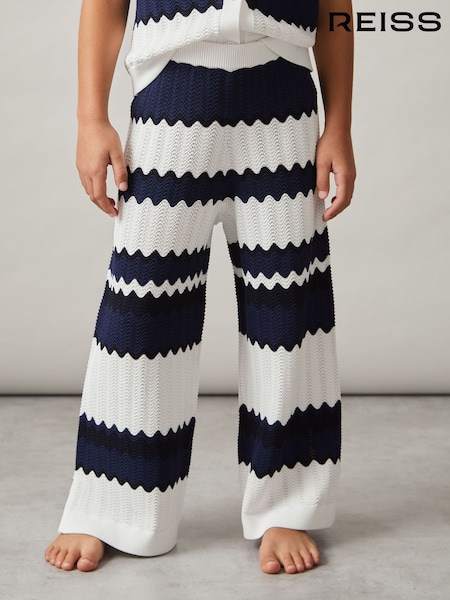 Reiss Alba Zig-Zag Pointelle-Knit Trousers (AT0663) | 388 LEI