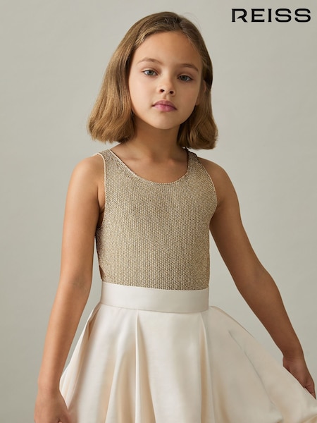 Reiss Gold Mika 4-9 yrs Metallic-Knit Vest Top (AT0668) | 235 QAR
