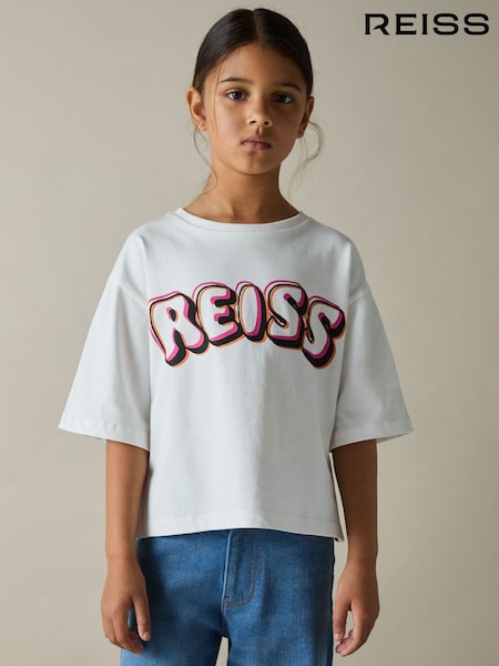 Reiss Pink Print Sandra 9-13 yrs Cotton-Jersey Logo T-Shirt (AT0677) | €15