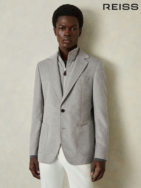 Reiss Grey Patch Regular-Fit Single-Breasted Blazer With Gilet Insert (AT0679) | €502