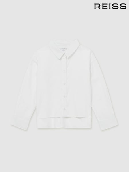 Reiss White Kiari 13-14 yrs Cotton-Poplin Button-Down Shirt (AT0680) | 316 QAR