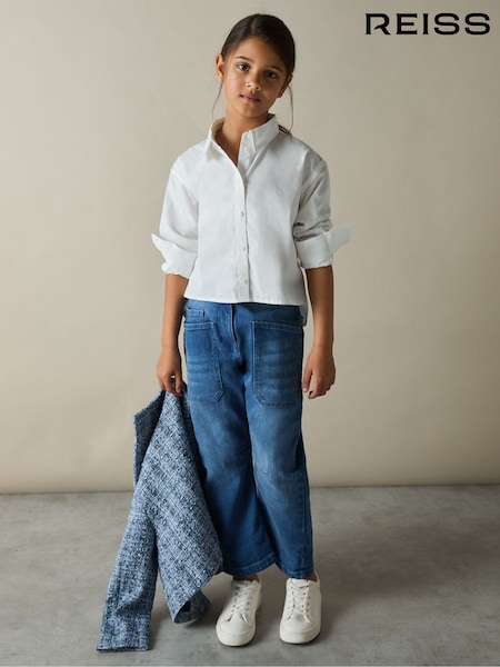 Reiss White Kiari 4-9 yrs Cotton-Poplin Button-Down Shirt (AT0688) | €51