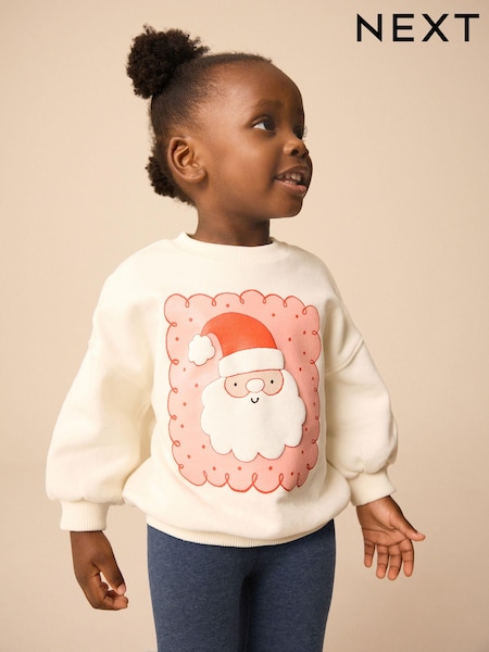 Cream Santa Christmas Crew Sweatshirt and Legging Set (3mths-7yrs) (AT0691) | €9 - €10