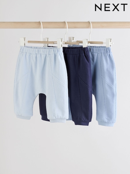 أزرق - Baby 100% Cotton Joggers 3 Pack (0mths-2yrs) (AT0716) | ‏6 د.ك.‏ - ‏7 د.ك.‏