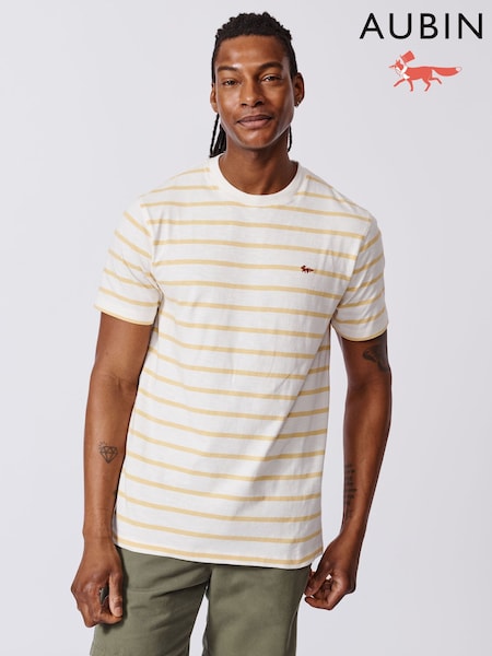 Aubin Yellow Berkeley Slub 100% Cotton T-Shirt (AT0876) | €52