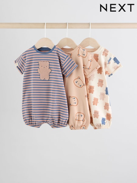 Navy/Oatmeal Baby Rompers 3 Pack (AT0897) | $30 - $37