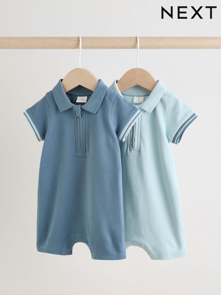 Azul/azul marino - Textured Baby Rompers 2 Pack (AT0898) | 21 € - 24 €