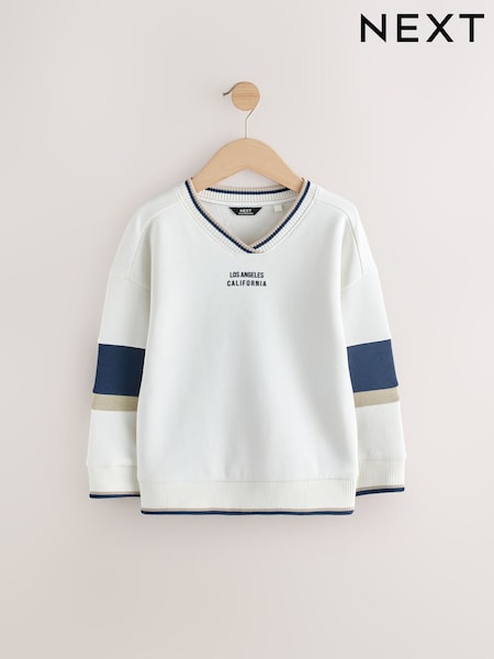 Ecru White Varsity Crew Sweater (3-16yrs) (AT0903) | €19 - €25
