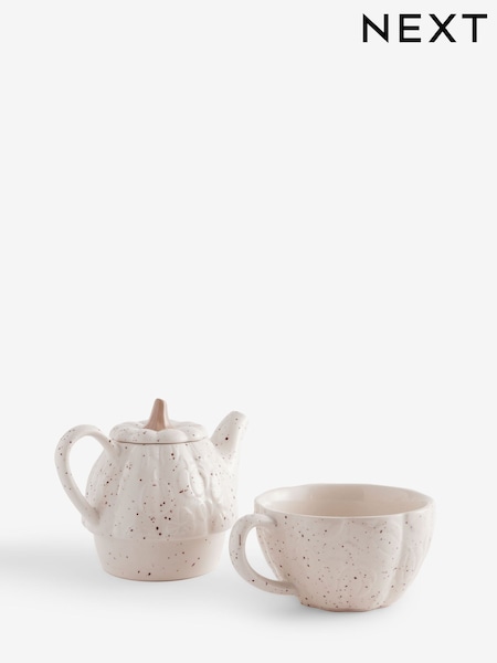Natural Speckle Pumpkin Stacking Tea for One Teapot and Teacup (AT1061) | R$ 175