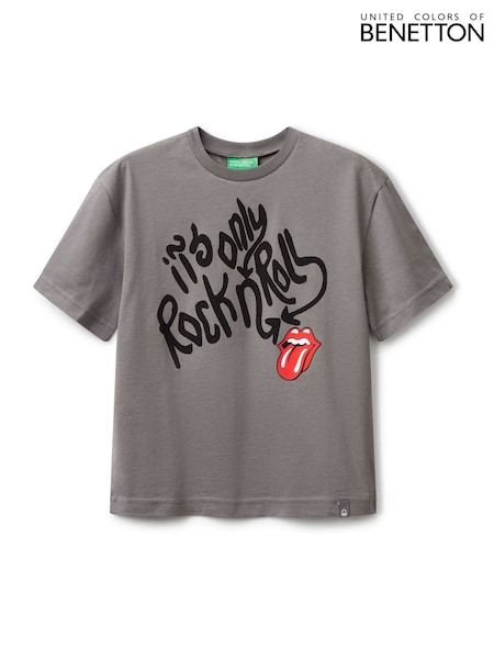 Benetton Grey Graphic Print 100% Cotton T-Shirt (AT1068) | 28 €