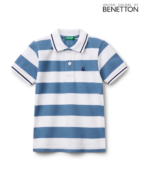 Benetton Younger Boys Blue Striped 100% Cotton Polo Shirt (AT1069) | R$ 195