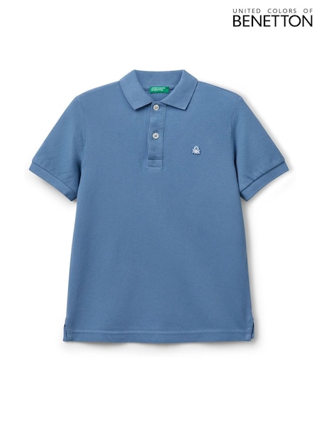 Темно-синій - Benetton Boys Pique 100% Cotton Polo Shirt (AT1072) | 1 202 грн