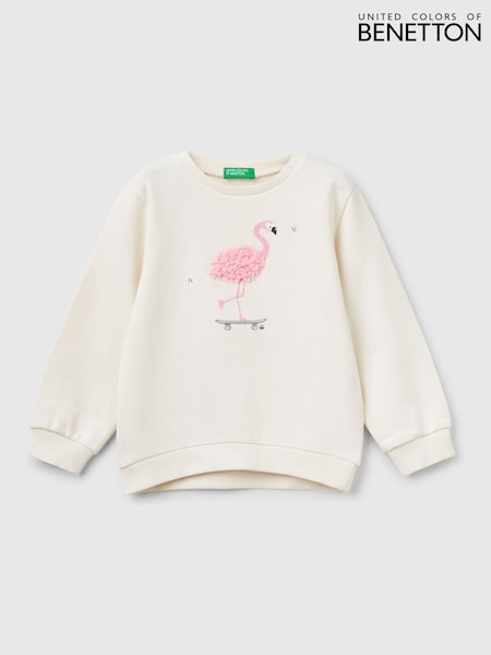 Ben Girls Cream Graphic Embroidered 100% Cotton Sweatshirt (AT1076) | €33