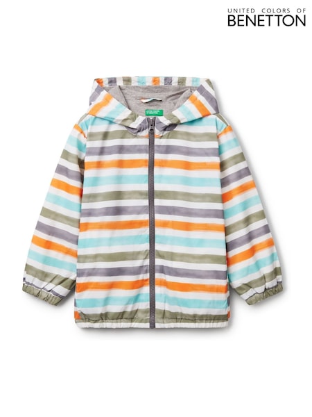 Benetton Boys Striped Zip White Jacket (AT1093) | 2 163 грн