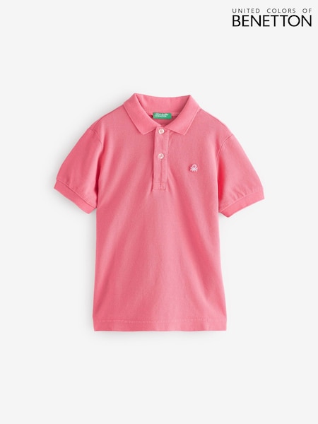 Рожевий - Benetton Boys Pique 100% Cotton Polo Shirt (AT1095) | 1 202 грн
