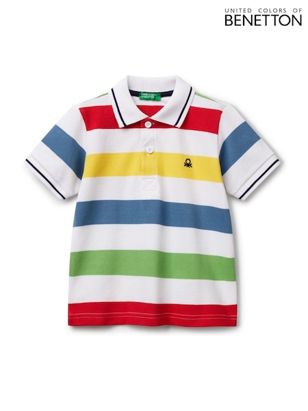 Benetton Younger Boys Blue Striped 100% Cotton Polo Shirt (AT1097) | R$ 195