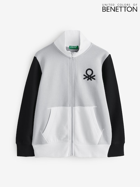 Benetton Boys Grey Zip Up 100% Cotton Sweatshirt (AT1099) | €30