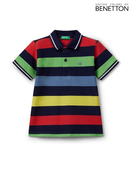 Benetton Younger Boys Blue Striped 100% Cotton Polo Shirt (AT1105) | R$ 195