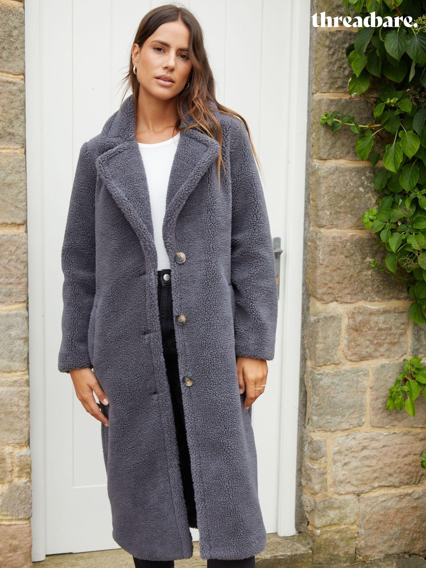 Grey longline coat womens online