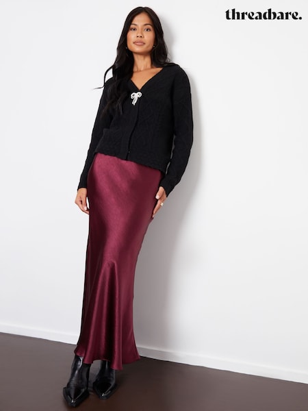 Threadbare Red Maxi Satin Slip Skirt (AT1126) | $56