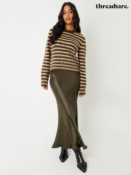 Threadbare Green Maxi Satin Slip Skirt (AT1139) | 86 QAR