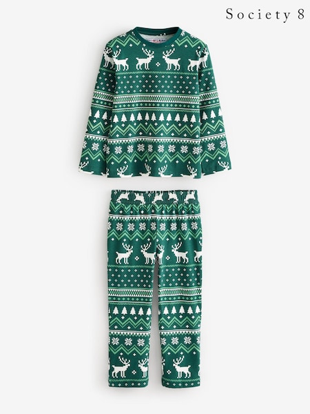 Society 8 Green Boys Fairisle Pattern Christmas Pyjamas (AT1159) | €13