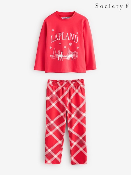 Society 8 Red Girls Lapland Check Christmas Pyjamas (AT1161) | €13