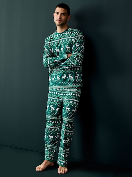 Society 8 Green Mens Fairisle Pattern Christmas Pyjamas (AT1162) | €20
