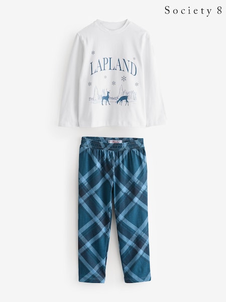 Society 8 Blue Boys Lapland Christmas Check Pyjamas (AT1163) | AED81