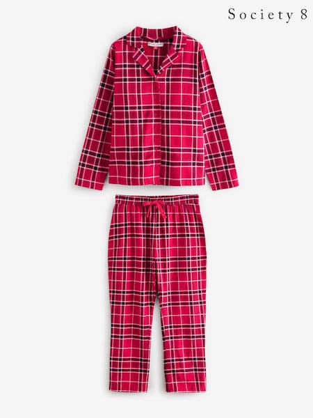 Rot - Society 8 Weihnachtspyjama aus 100 % Baumwollflanell für Damen (AT1176) | 21 €