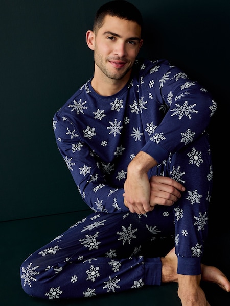 Society 8 Blue Mens Snowflake Christmas Pyjamas (AT1177) | €20