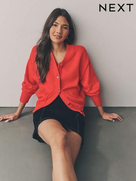 rdeča - 100% Cotton Knitted Bomber Jacket (AT1186) | € 40