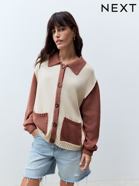 Nevtralno - Floral Back Graphic Collared 100% Cotton Cardigan (AT1190) | € 43