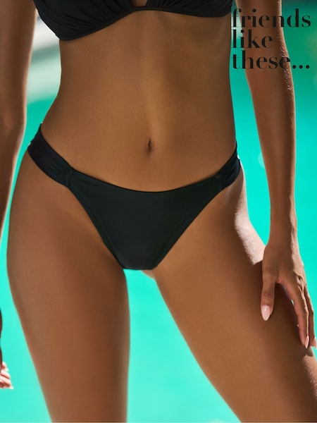 Friends Like These Black High Leg High Leg Pleated Bikini Briefs (AT1214) | €22.50