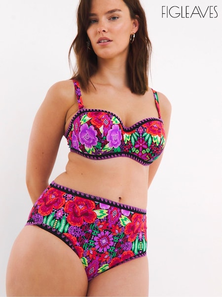 Figleaves Pink Frida High Waist Bikini Briefs (AT1235) | 83 LEI